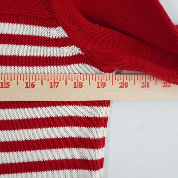 Talbots Women's Red Striped Anchor Nautical Knit Sweater Size M Coastal Grandma - Picture 7 of 8